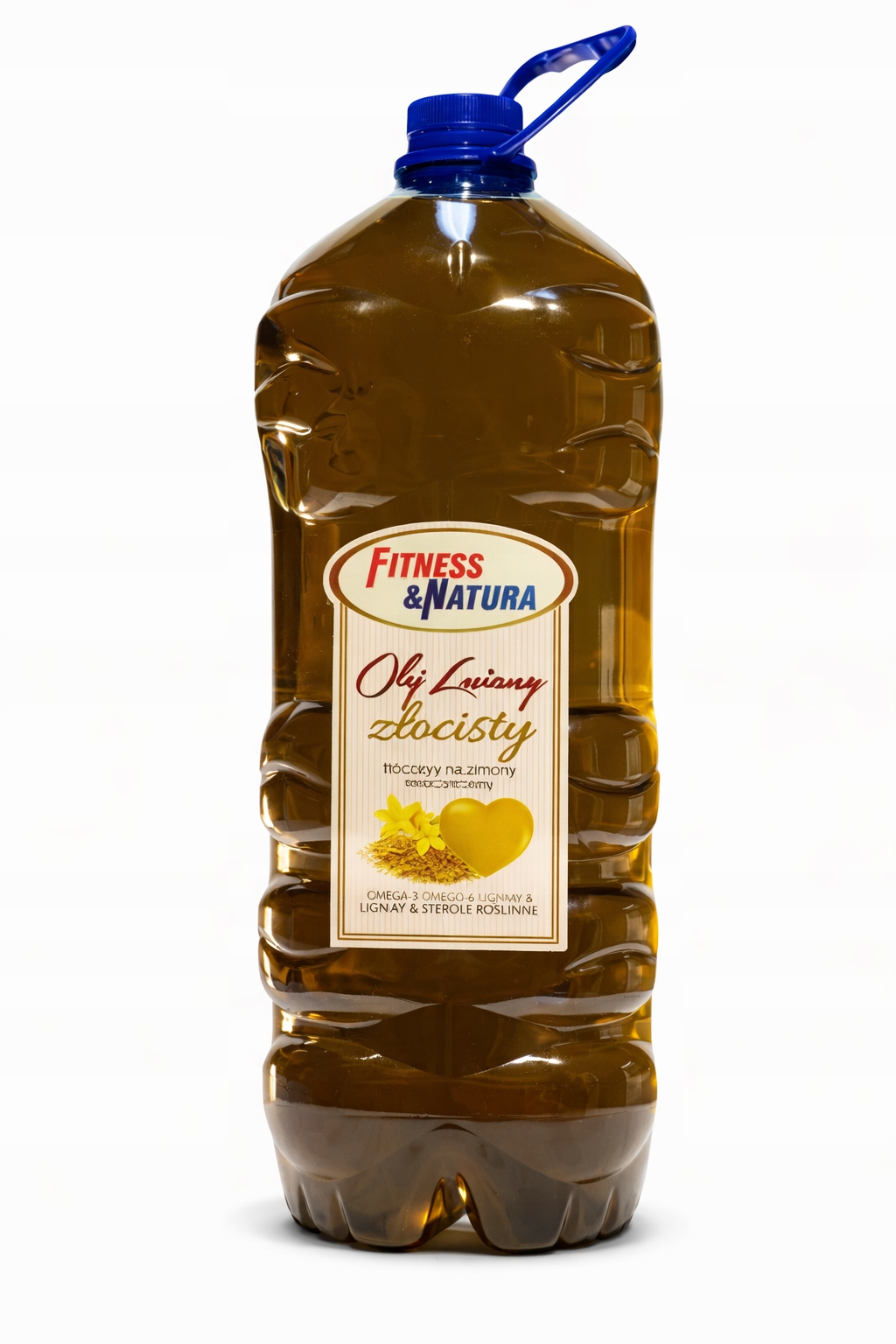 Olej lniany złocisty tłoczony na zimno,nierafinowany 5 l Fitness Natura