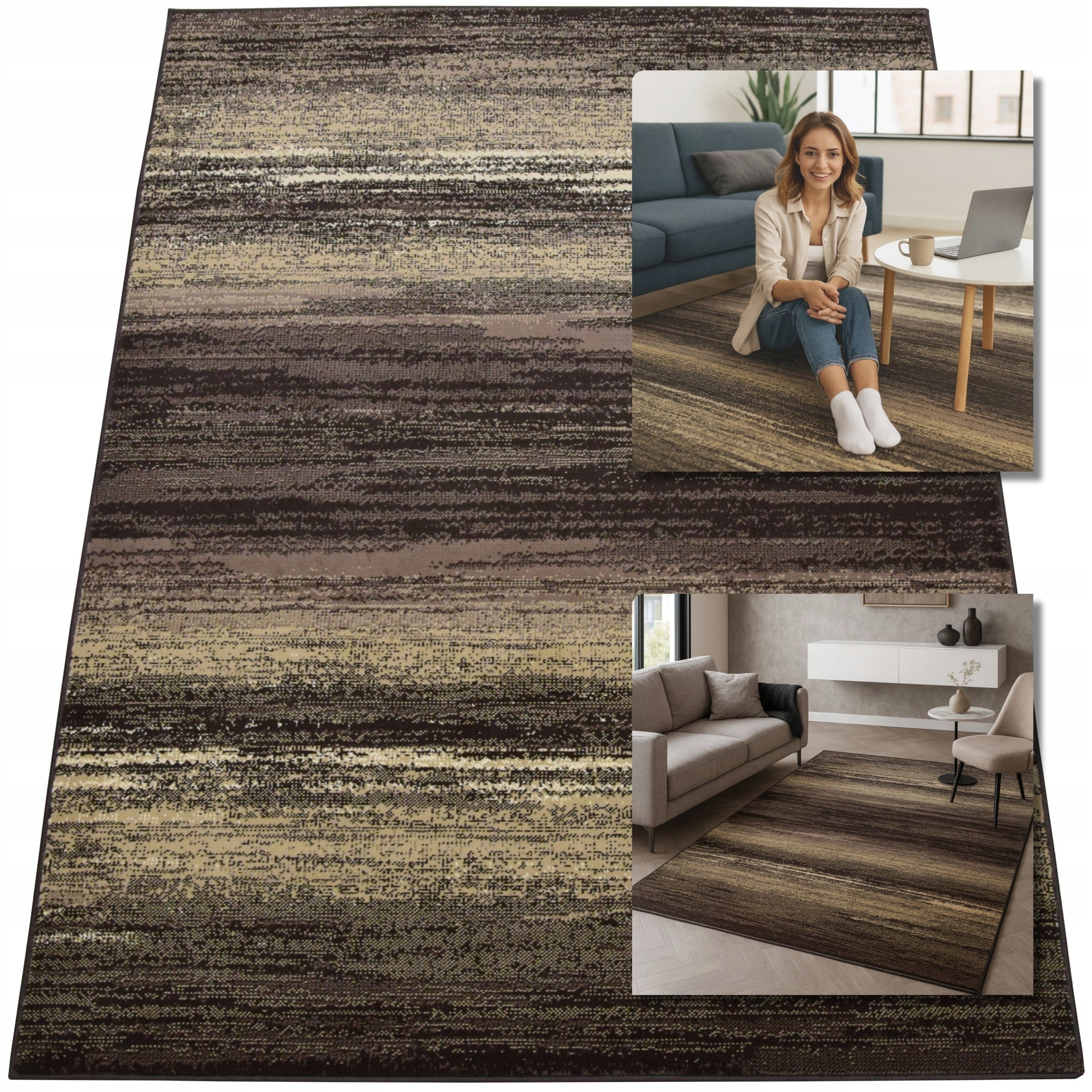 Koberec Moderní Koberec Hnědý Béžový Venezia Koberce Do Obývacího Pokoje 120x170