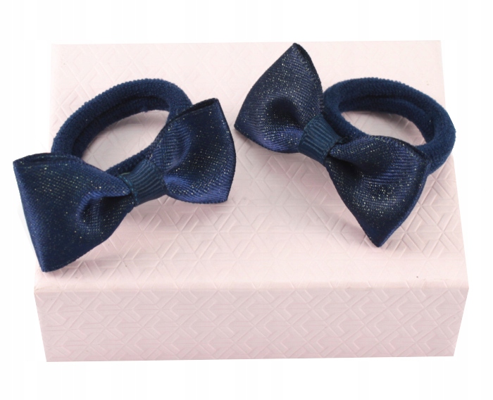 

Gumki Do Włosów Kokardki Błysk Granat 2 Sztuki