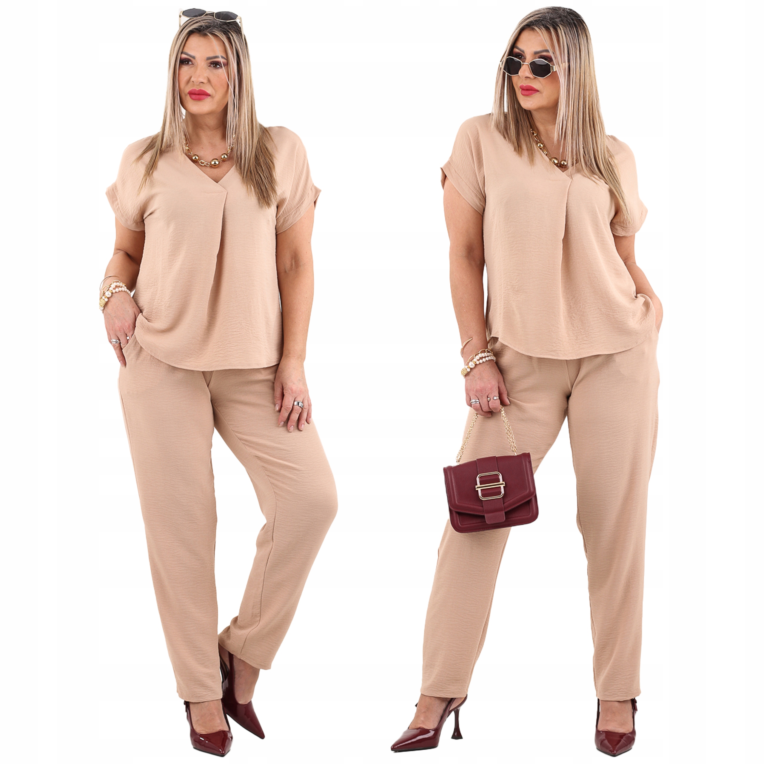 Komplet Damski Duże Rozmiary Polski Producent Bluzka I Spodnie