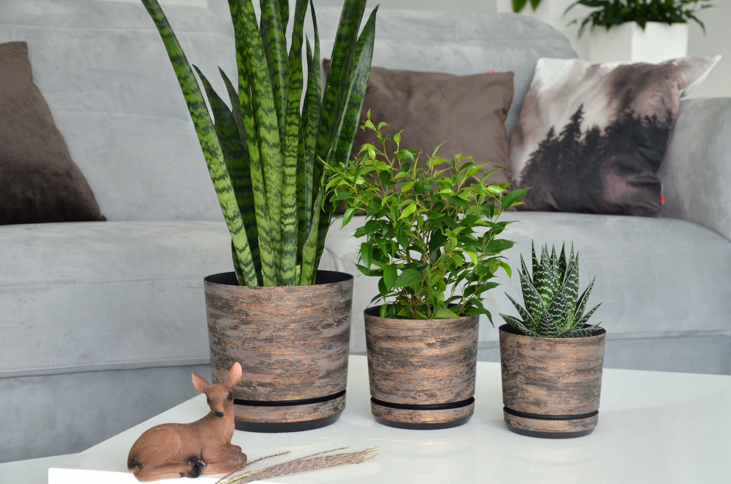 14 RDZAWA KORA Doniczki podstawka imitacja drewna Średnica 14.5 cm