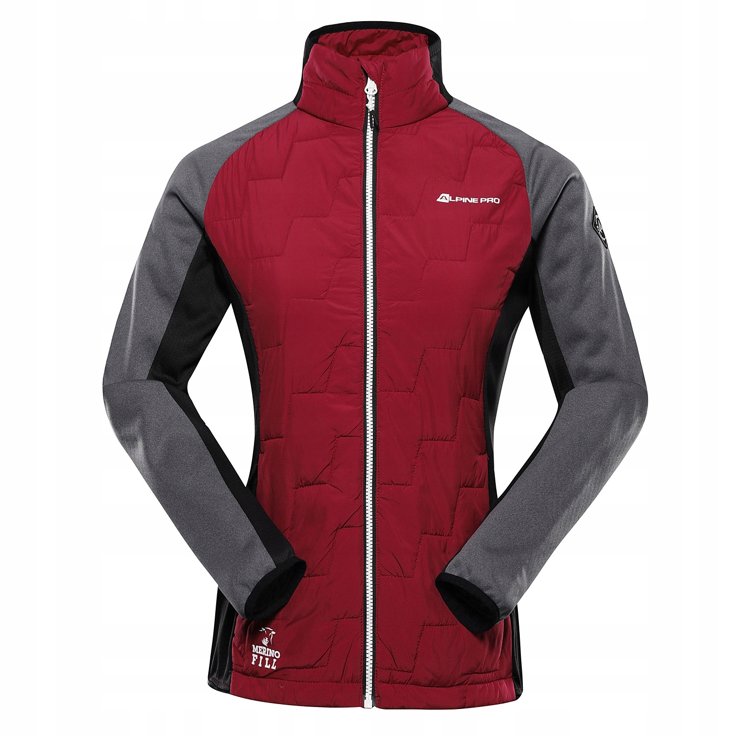 Alpine Pro Damska bluza hybrydowa z wełną merino Jorwa buraczkowy r.XL
