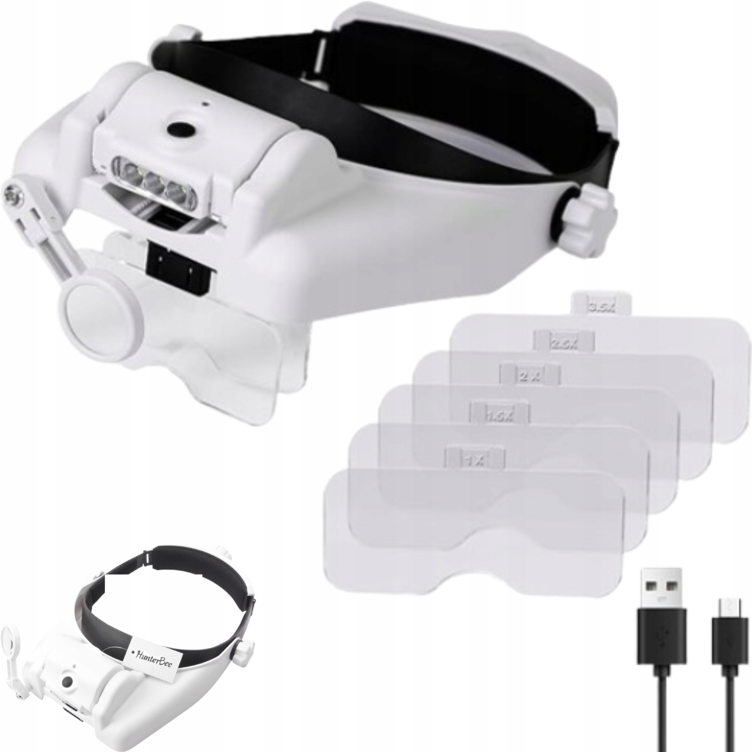 Lupa s Led páskem, 5 čoček 1,5-8x, Usb nabíjení pro šperky