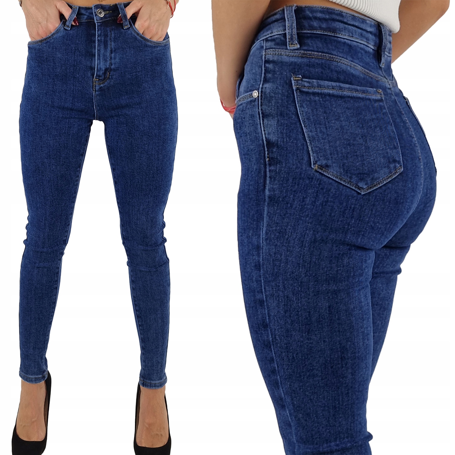 Spodnie Damskie Jeansowe Plus Size Blue