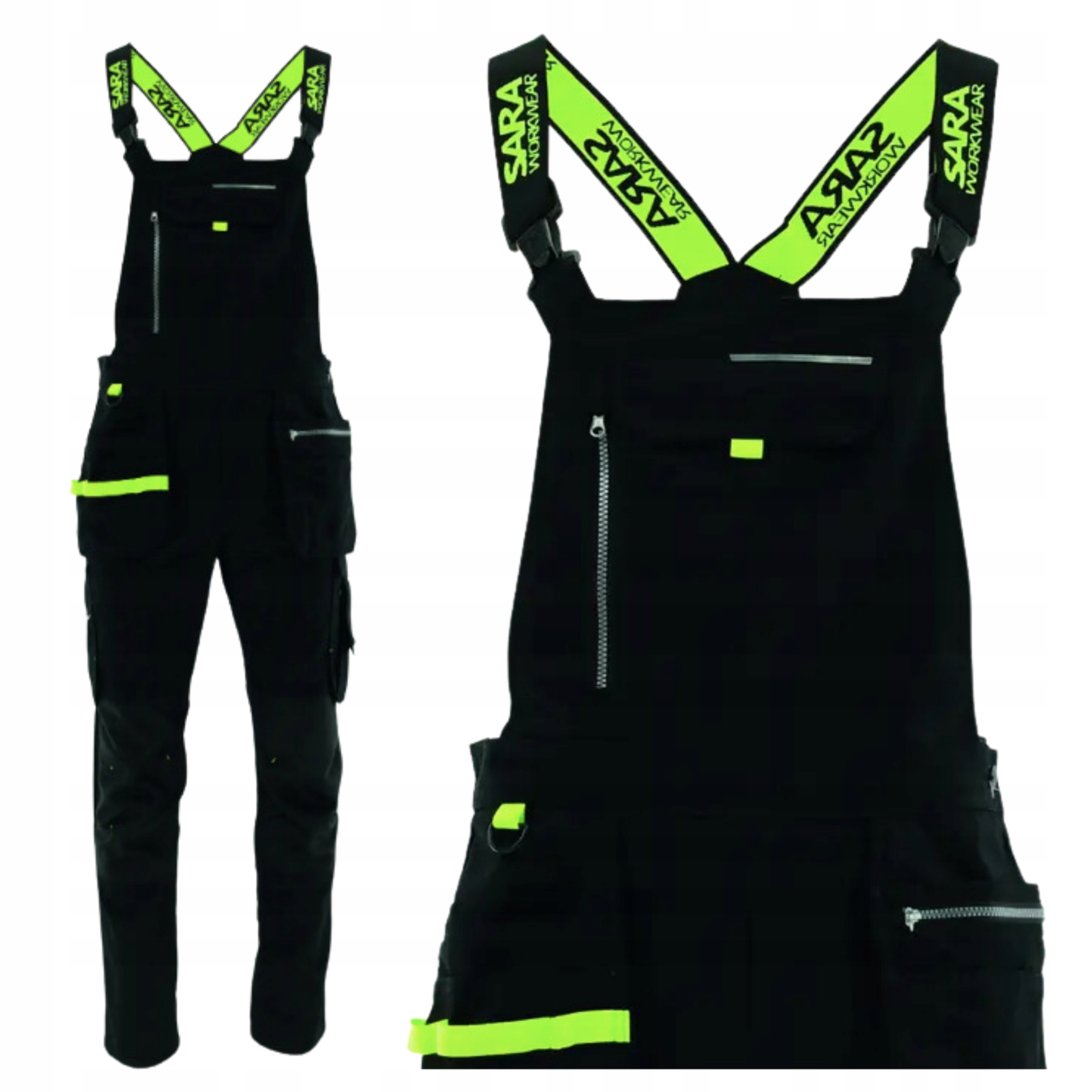 Ogrodniczki Robocze Męskie Spodnie Bhp Odblaskowe Monterskie Rozmiar 48