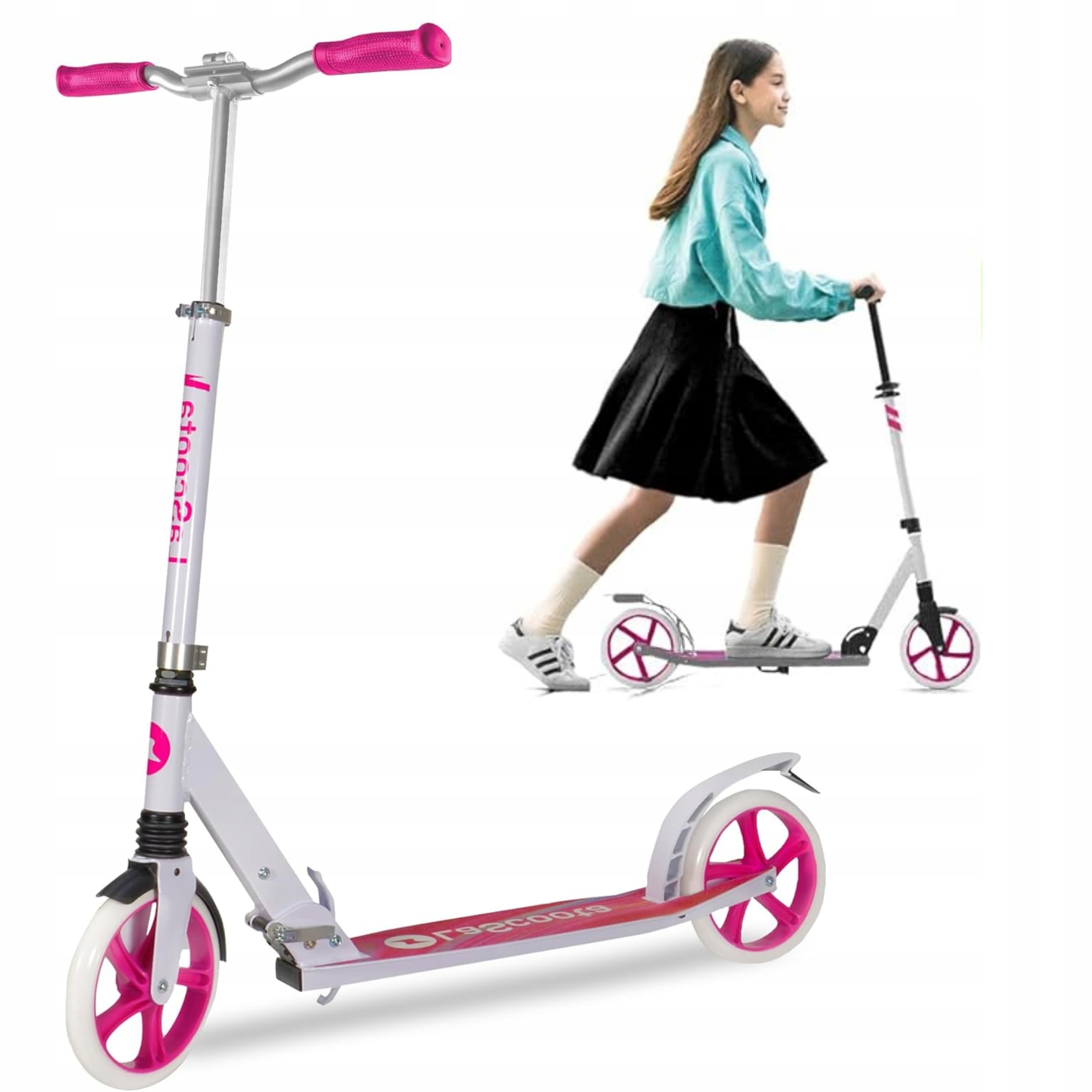 Hulajnoga Miejska dla dzieci i Nastolatków, Składana, Różowa,