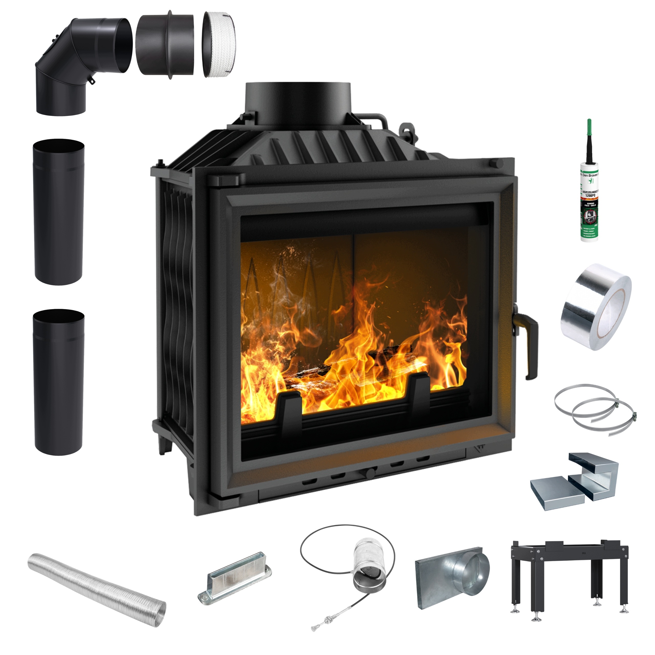 Kominek Żeliwny Kratki Antek Moc 10 kW fi 180 Ekoprojekt Akcesoria Zestaw