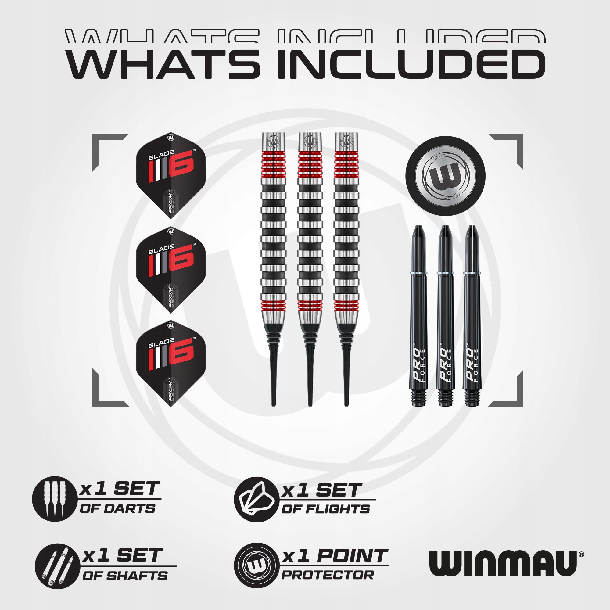 WINMAU Zestaw Profesjonalnych Rzutków Softip Wolframowych 22g z Lotkami — miniatura 2