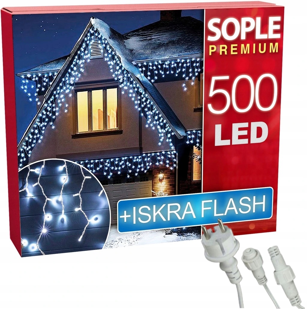 SOPLE LAMPKI CHOINKOWE KURTYNA 500 LED w FLASH