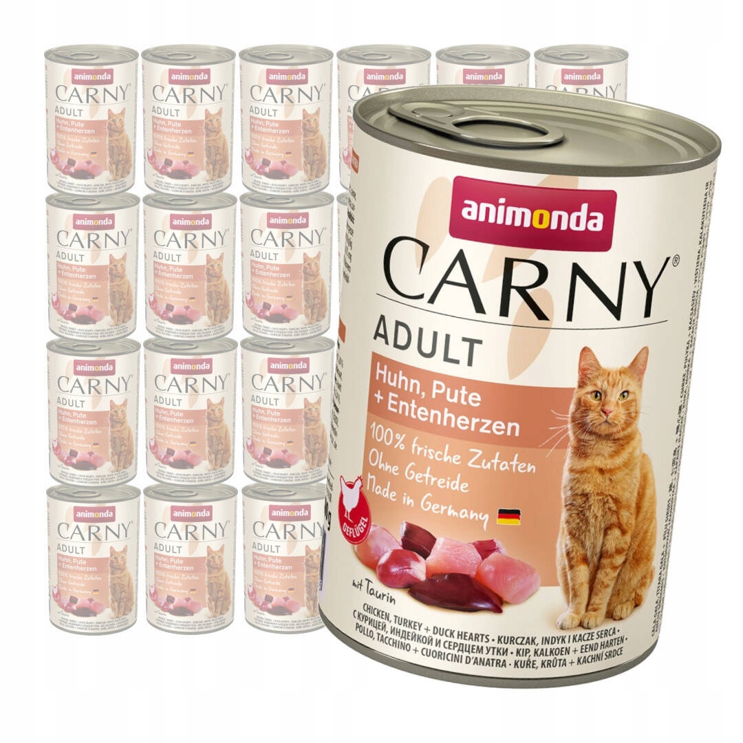Levně Animonda Carny Adult 24x400g Mokré Krmivo Pro Kočky Kuřecí Krůta Kachní srdce