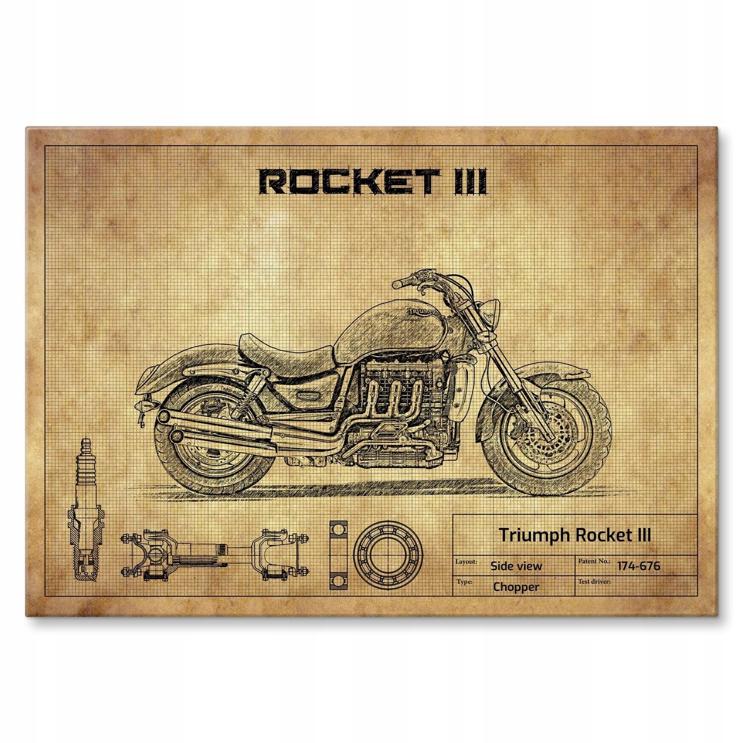 Kovový plakát Triumph Rocket III Šidítko Plech 42 x 59,4 cm Dárek