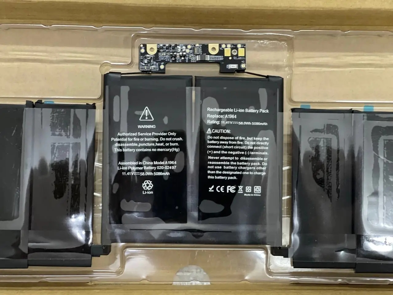 Baterie A1964 pro Apple Macbook Pro 13 Li-Pol 11,41 V 5083 mAh 58 Wh náhrada