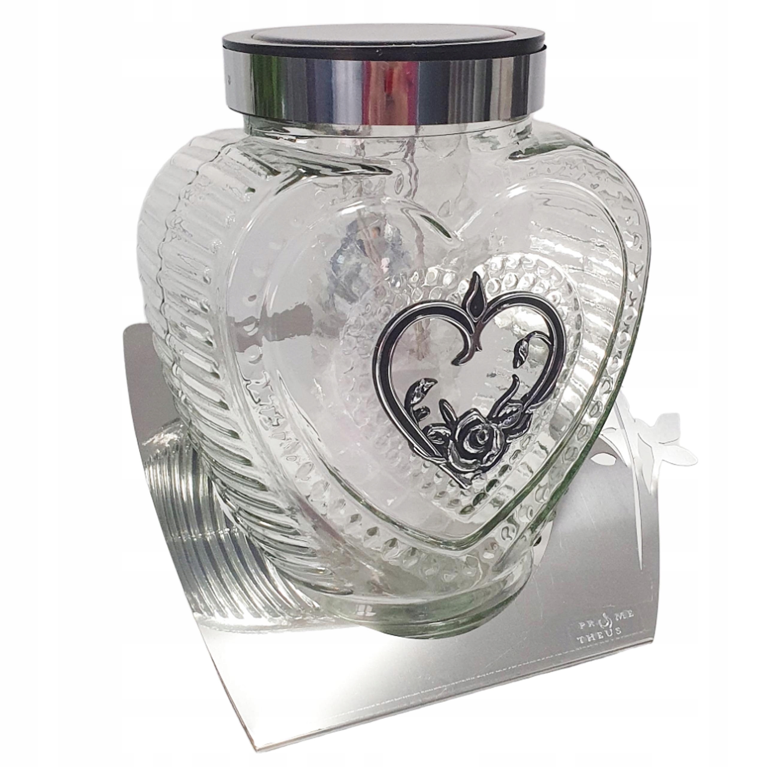 ZNICZ SOLARNY DUŻE SERCE METALOWY ZNICZ LED LEDOWY NA GRÓB DLA MAMY DZIECKA