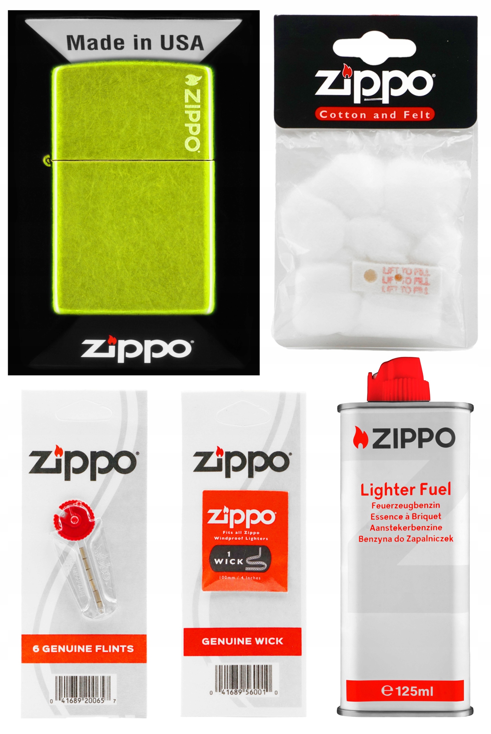 Zapalovač Zippo Lurid Logo Benzín Kameny Knoty Vatka