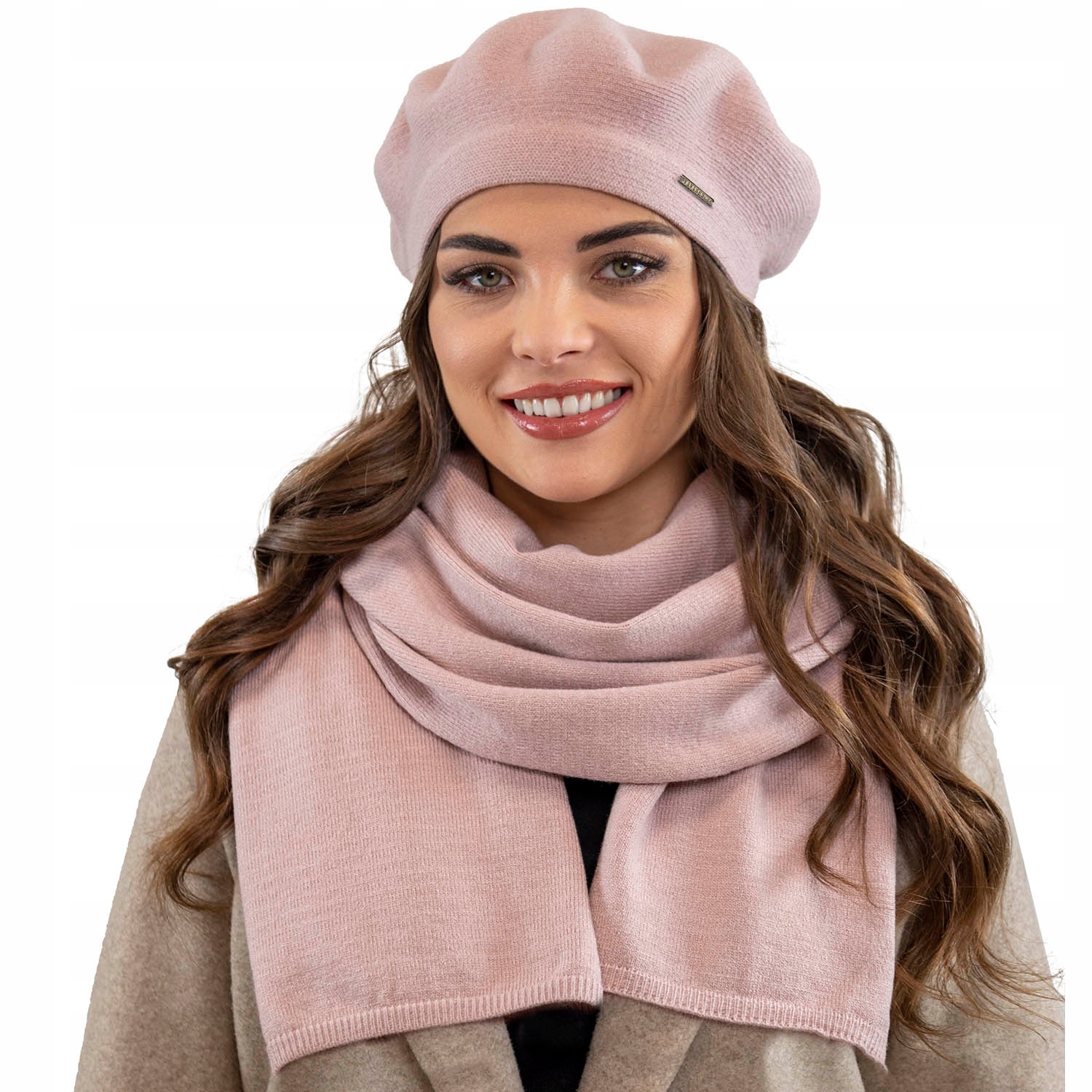 Vivisence 7005Kmpl růžová, univerzální velikost, komplet Beret Šátek