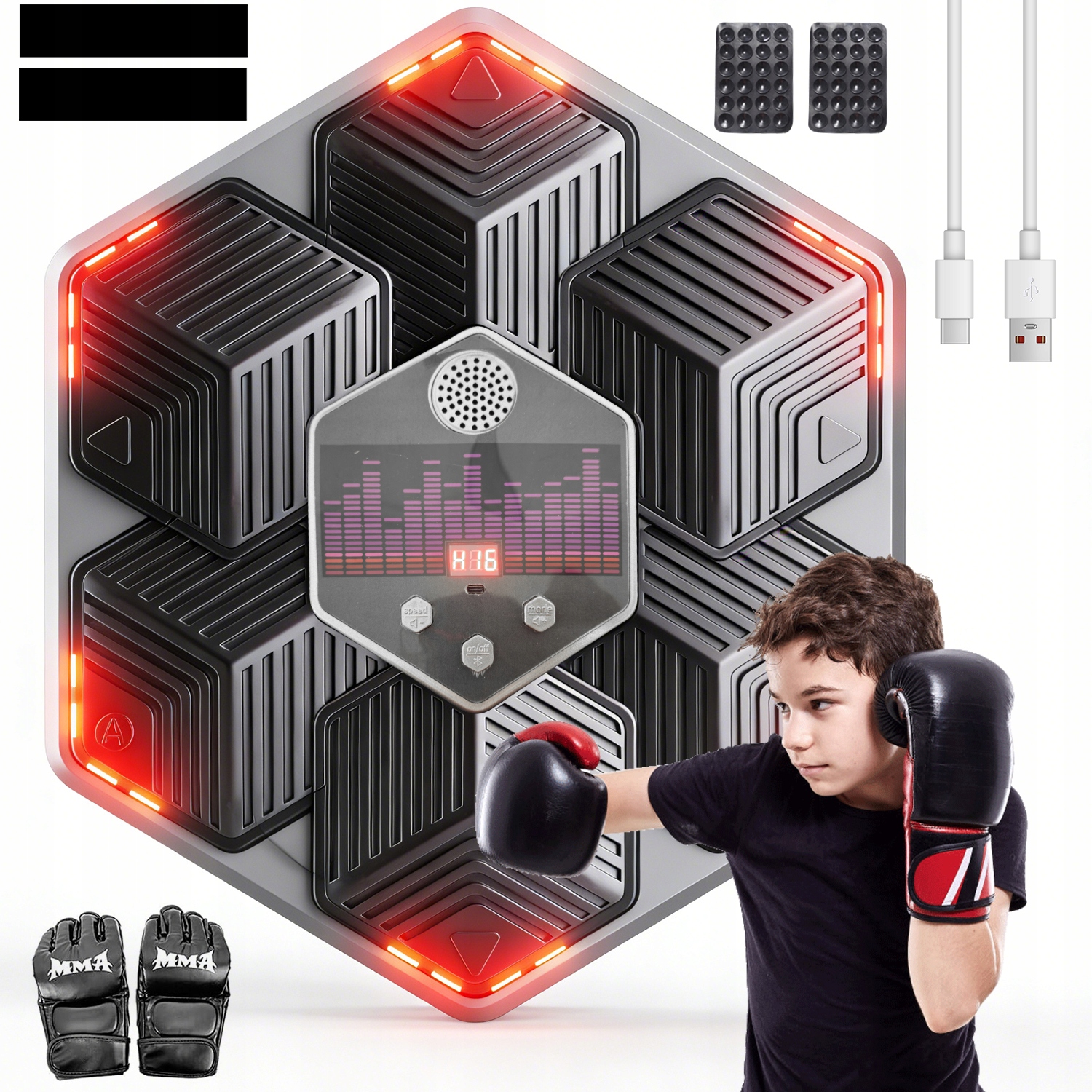 Music Boxing Machine Z Bluetooth 14 Tryb 16 Prędkości Rękawice