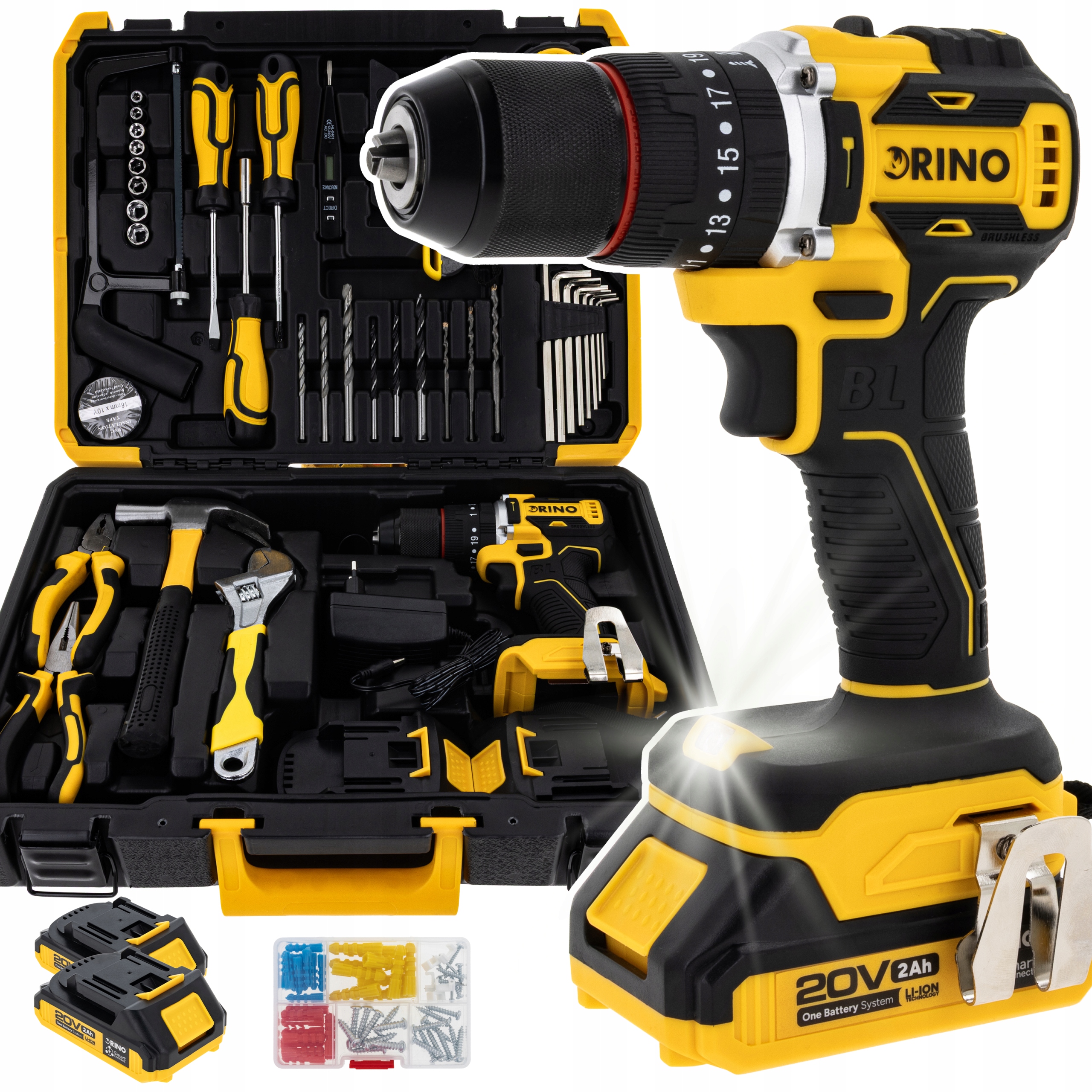Wiertarko-wkrętarka Rino 20 V Walizka Zestaw