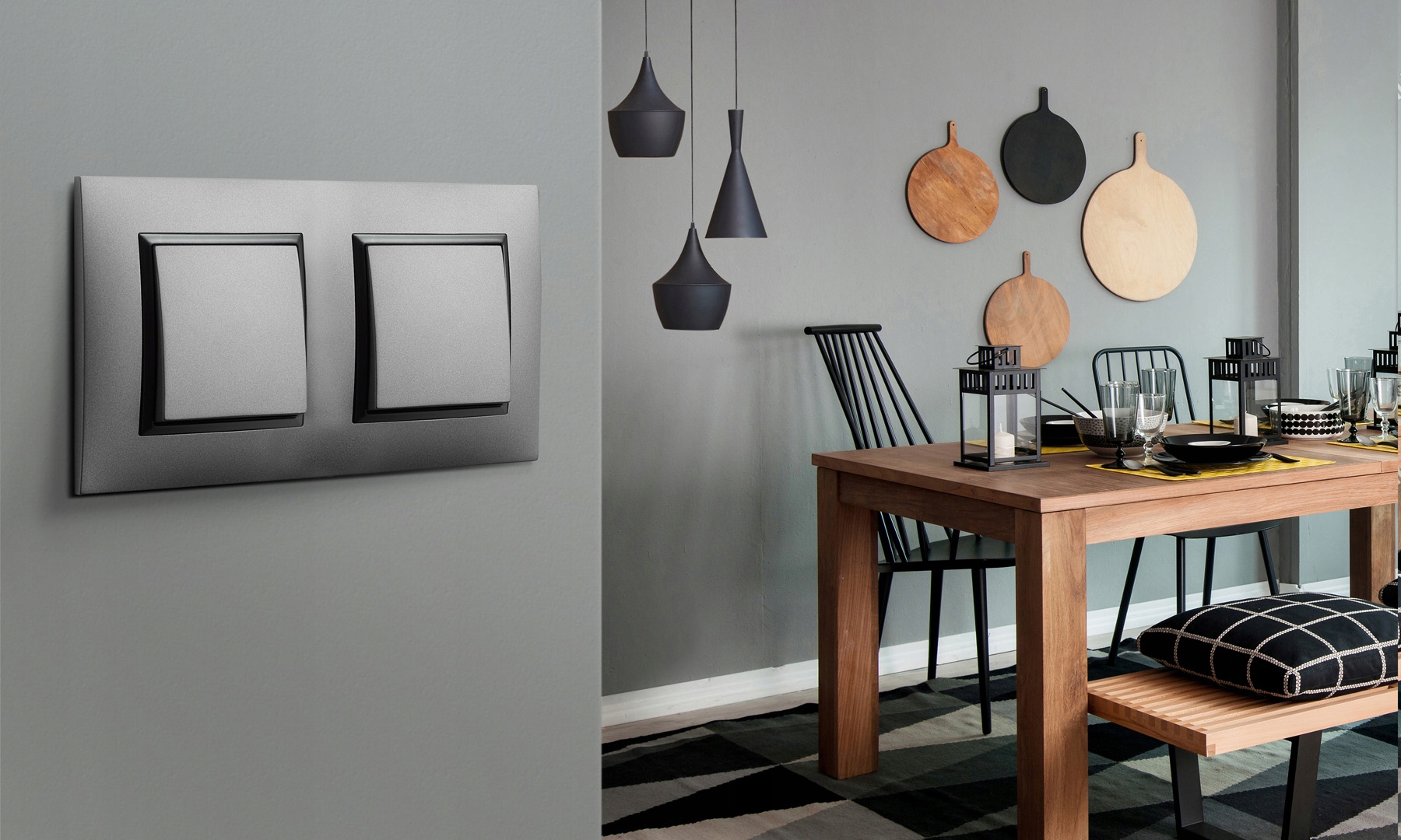 WŁĄCZNIK ŚWIATŁA DWA PODWÓJNE W RAMCE Kolor biały