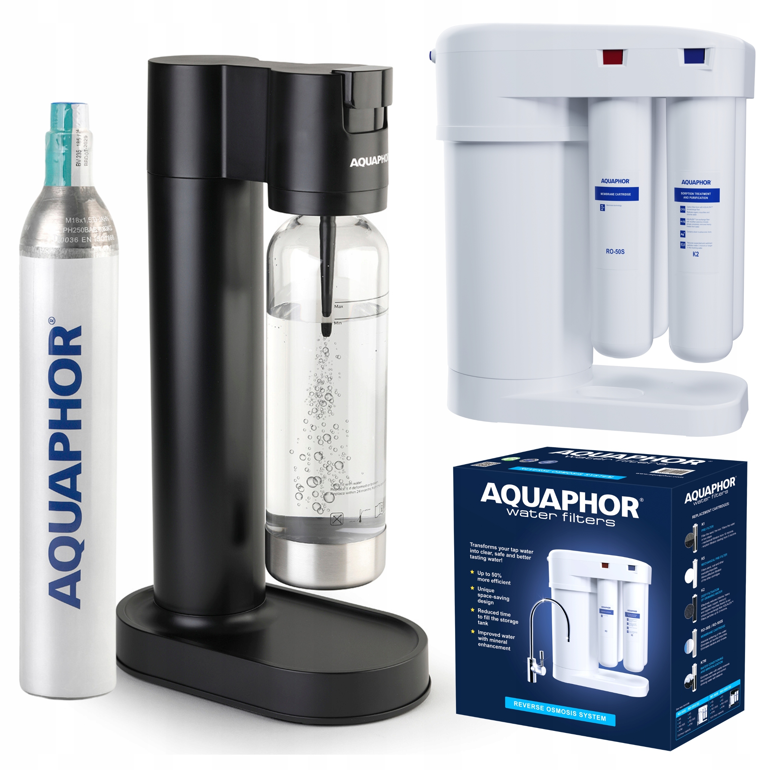 Sada Výrobník Sody Aquaphor Pearl Filtr na vodu Reverzní Osmoza Morion Ro