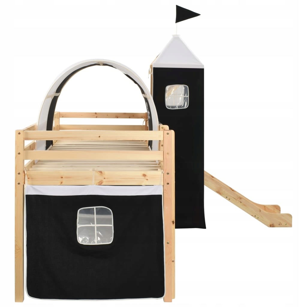 WYSOKA RAMA ŁÓŻKA DZIECIĘCEGO ZJEŻDŻALNIA I DRABINKA 97X208CM Marka VidaXL