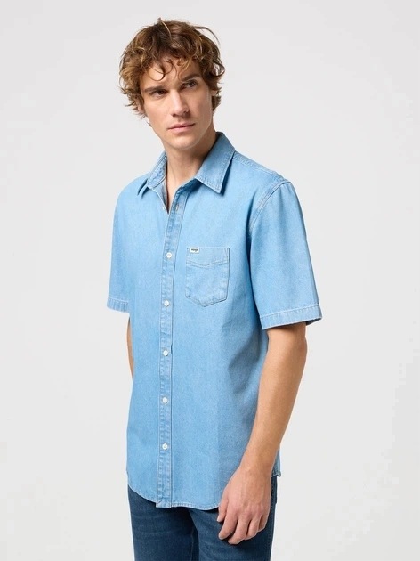 Pánská košile Wrangler Short Sleeve 1PKT Shirt Bleach Blue 112350473 M
