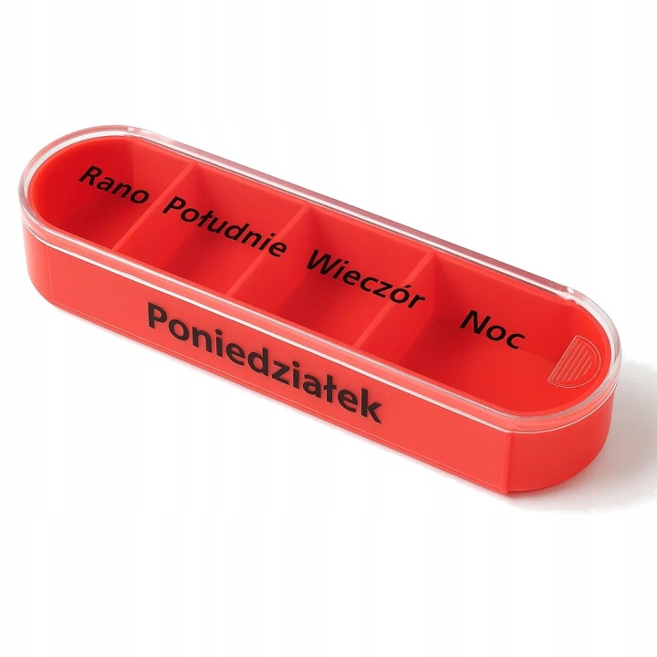 Organizer tabletek tygodniowy pojemnik na leki kasetka 7 dni 4 przegródki