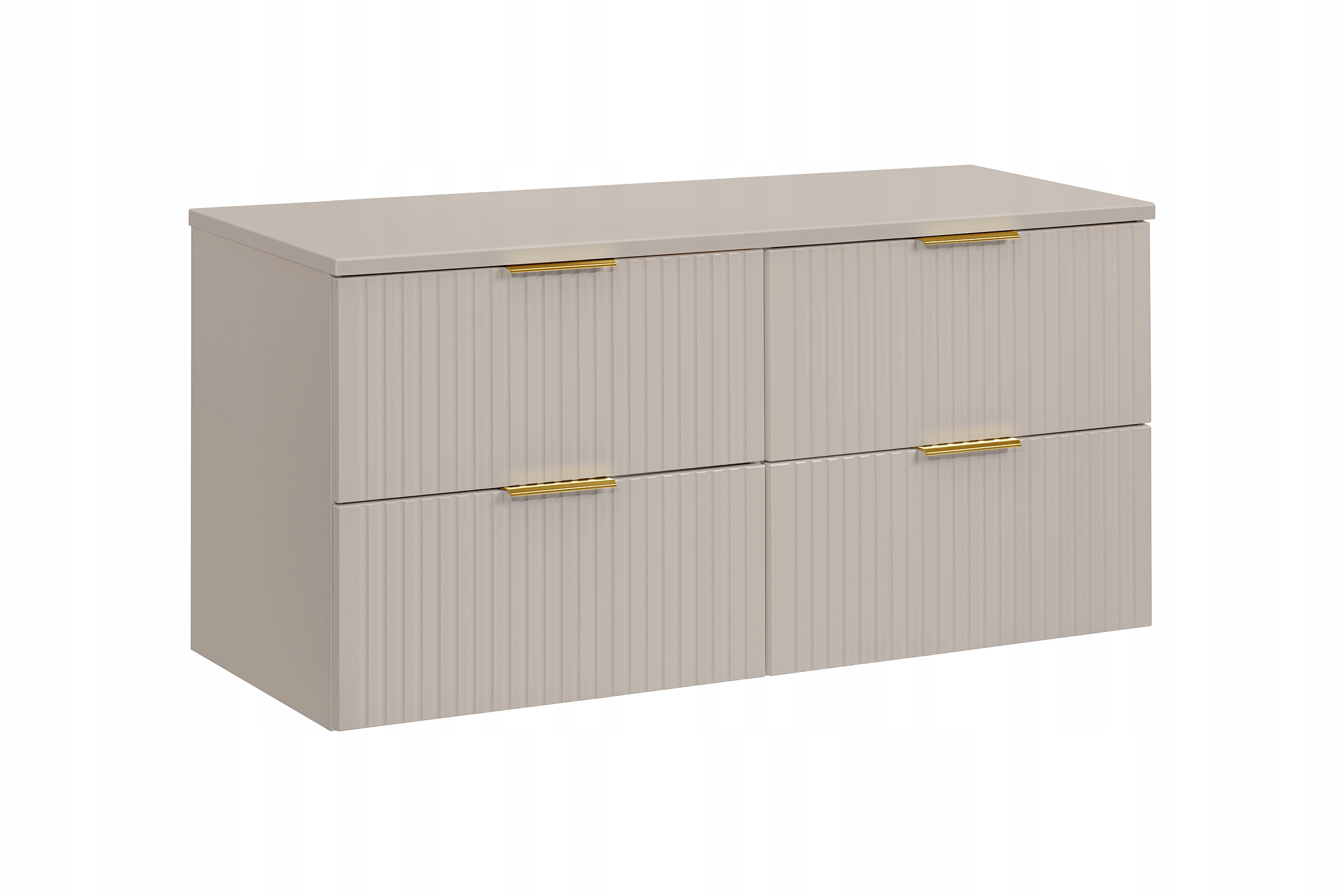 Koupelnová skříňka závěsná s deskou pod umyvadlo 120 cm kašmírová, zásuvky
