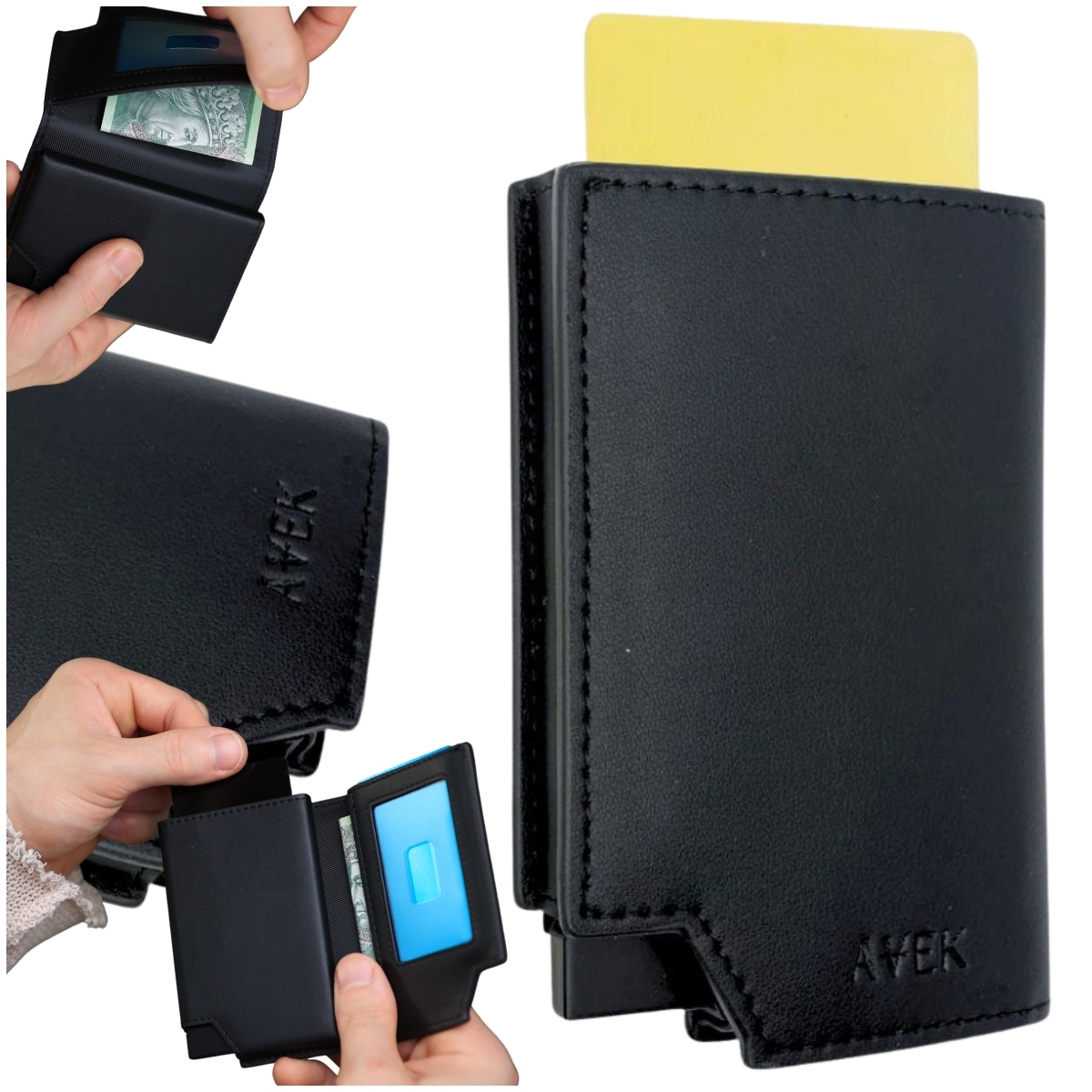 Pánská Peněženka Pouzdro Na Karty Černá Kožená Wallet S Rfid Ochranou