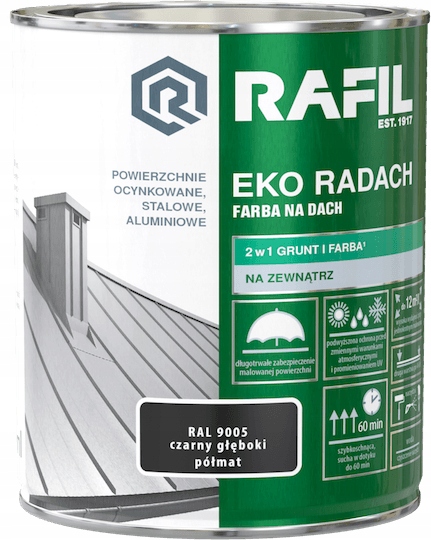 Rafil EKO Radach do dachów Czarny RAL9005 0,75L