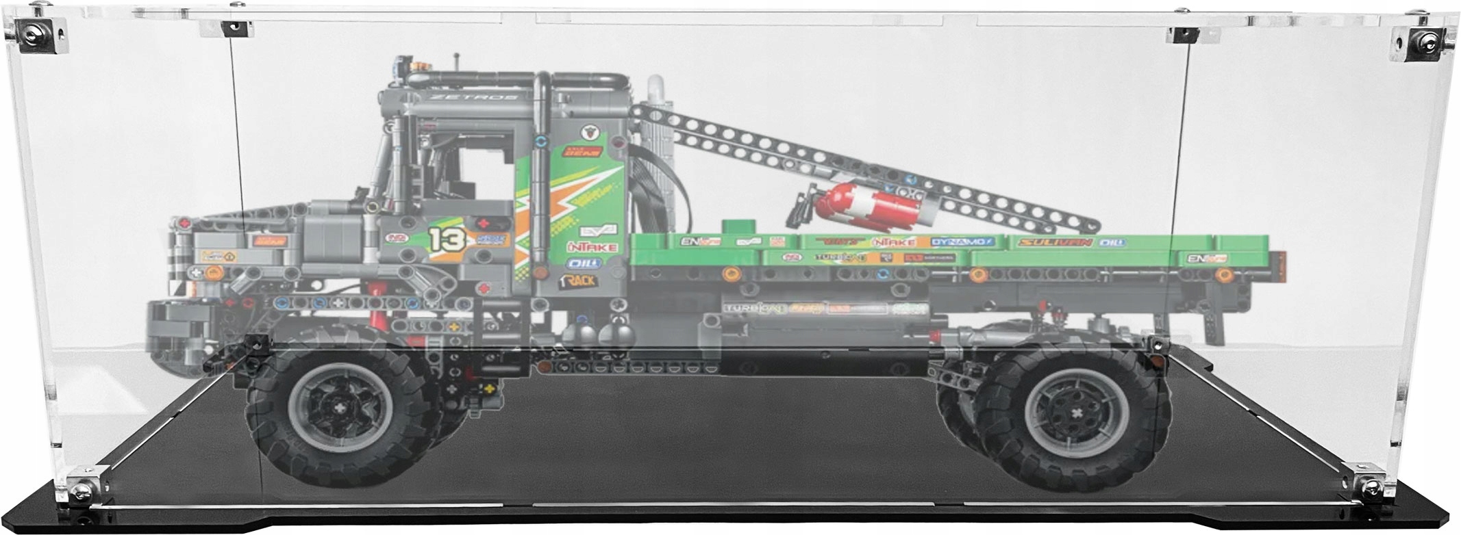 Vitrína s černou základnou pro stavebnici Lego 42129 Mercedes-Benz Zetros
