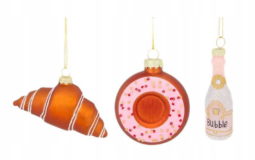 

Bombka szklana Bombki choinkowe donat rogalik 3szt