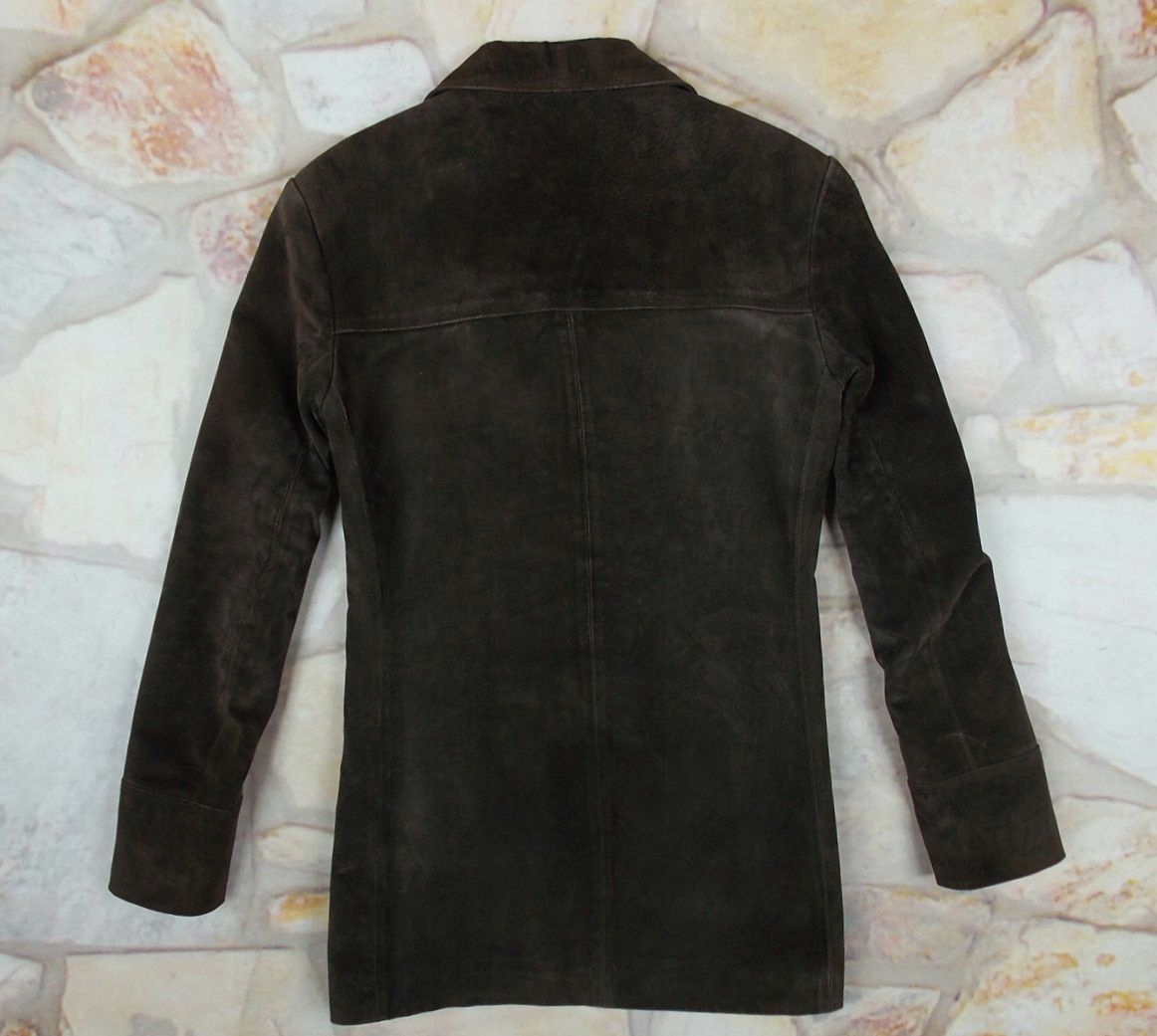 WS LEATER PORZĄDNY PŁASZCZ SKÓRZANY SKORA 42 Wzór dominujący bez wzoru