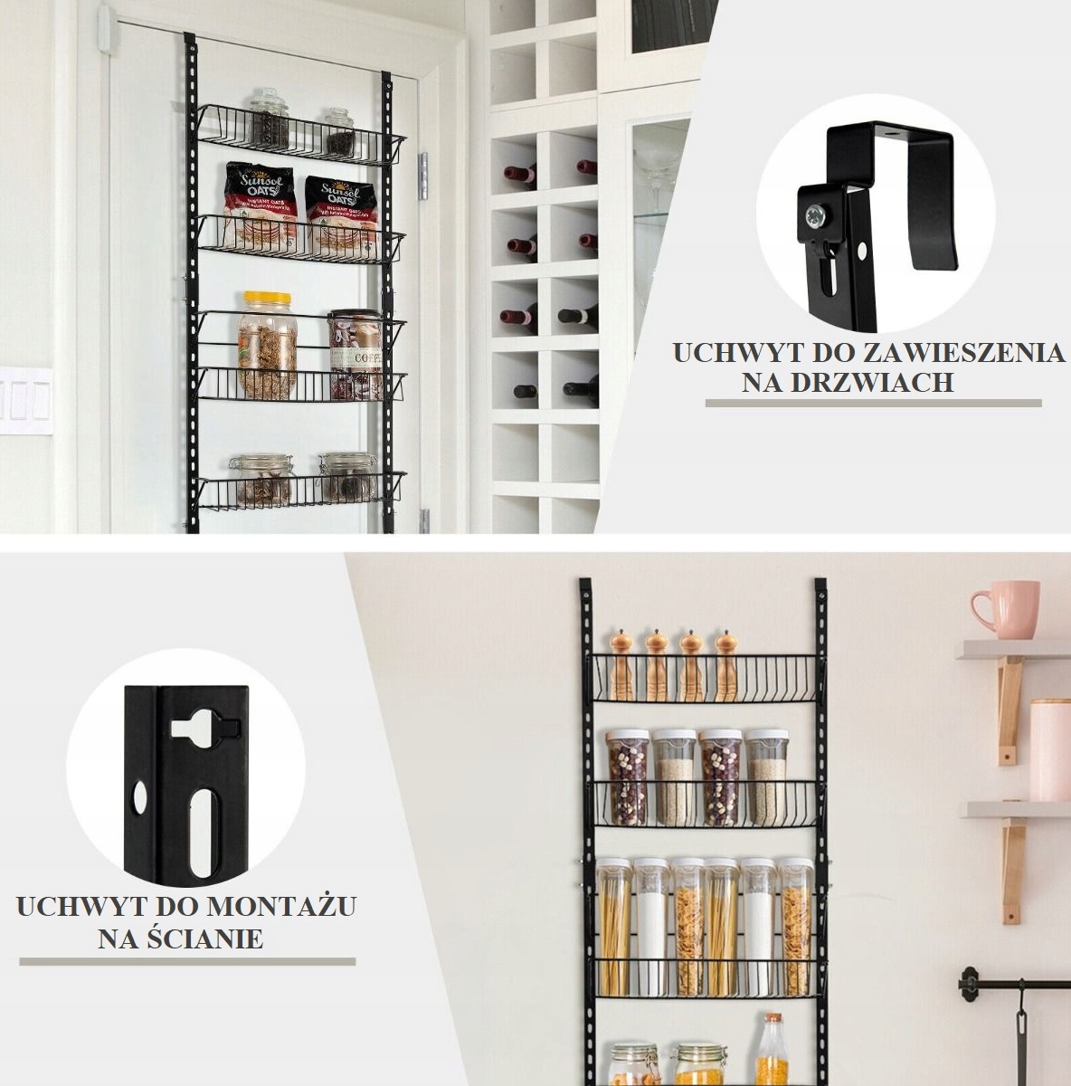 ORGANIZER ŚCIENNY / DRZWIOWY 6 PÓŁEK METALOWY Marka Costway