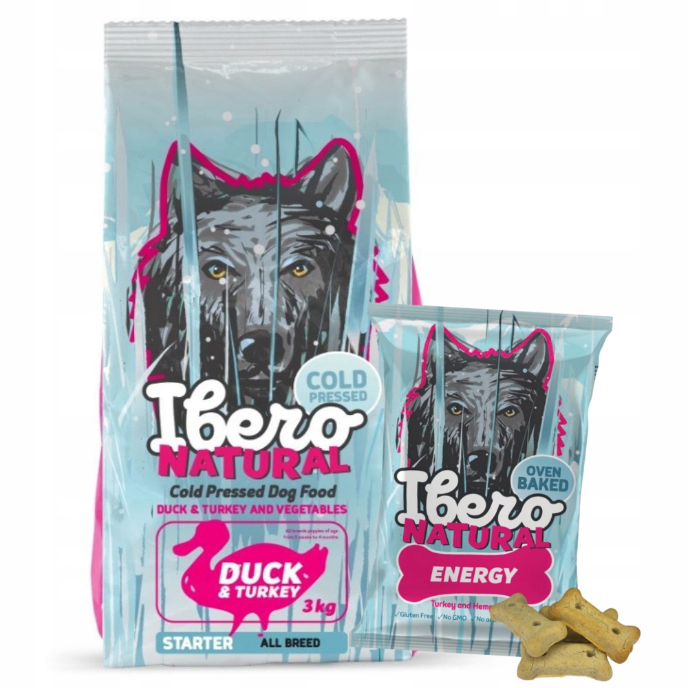 Levně Balíček pro štěňata všech plemen Ibero Starter Duck&Turecko+Snack Energy