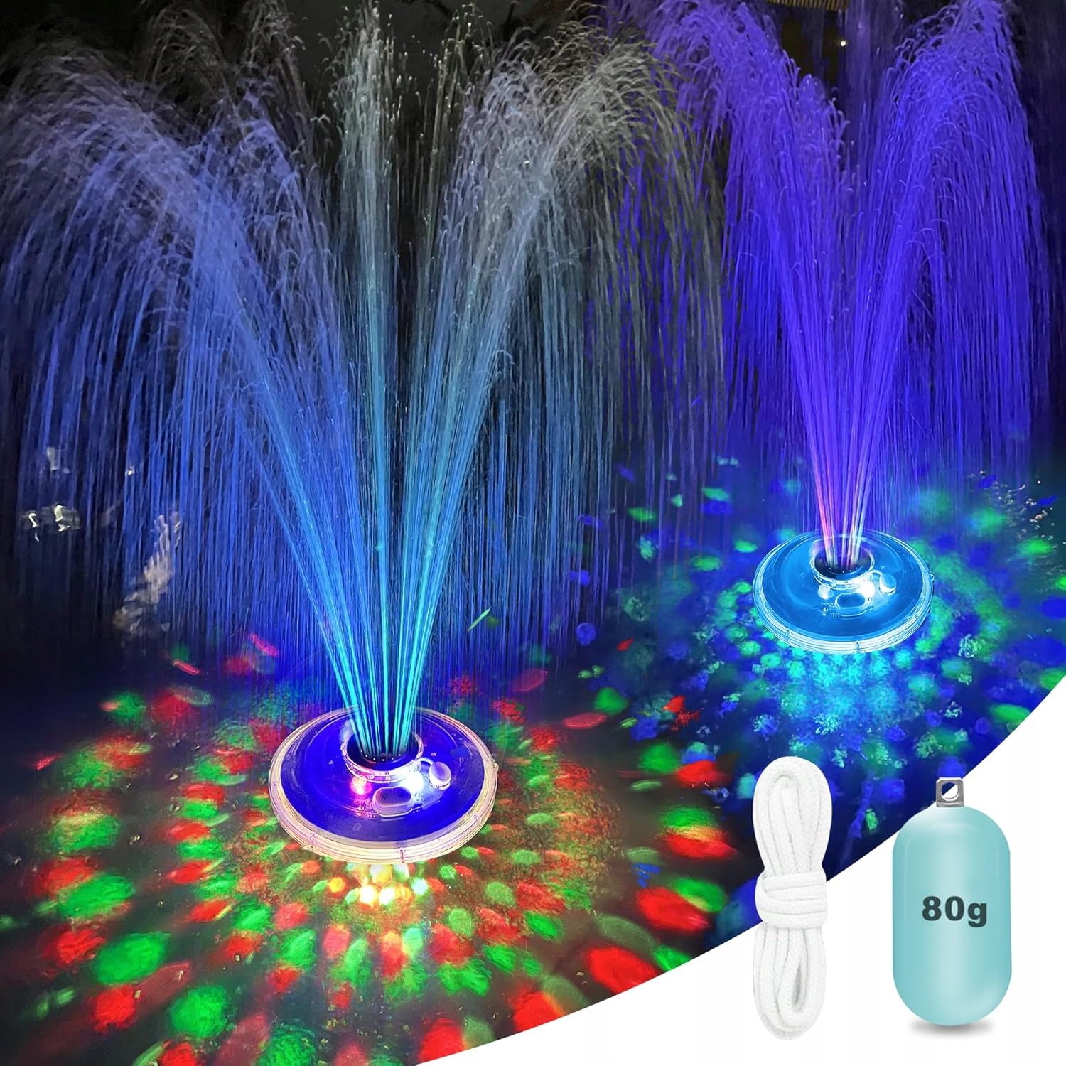 Plávajúca Led fontána do bazéna s akumulátorom a svetelnou show