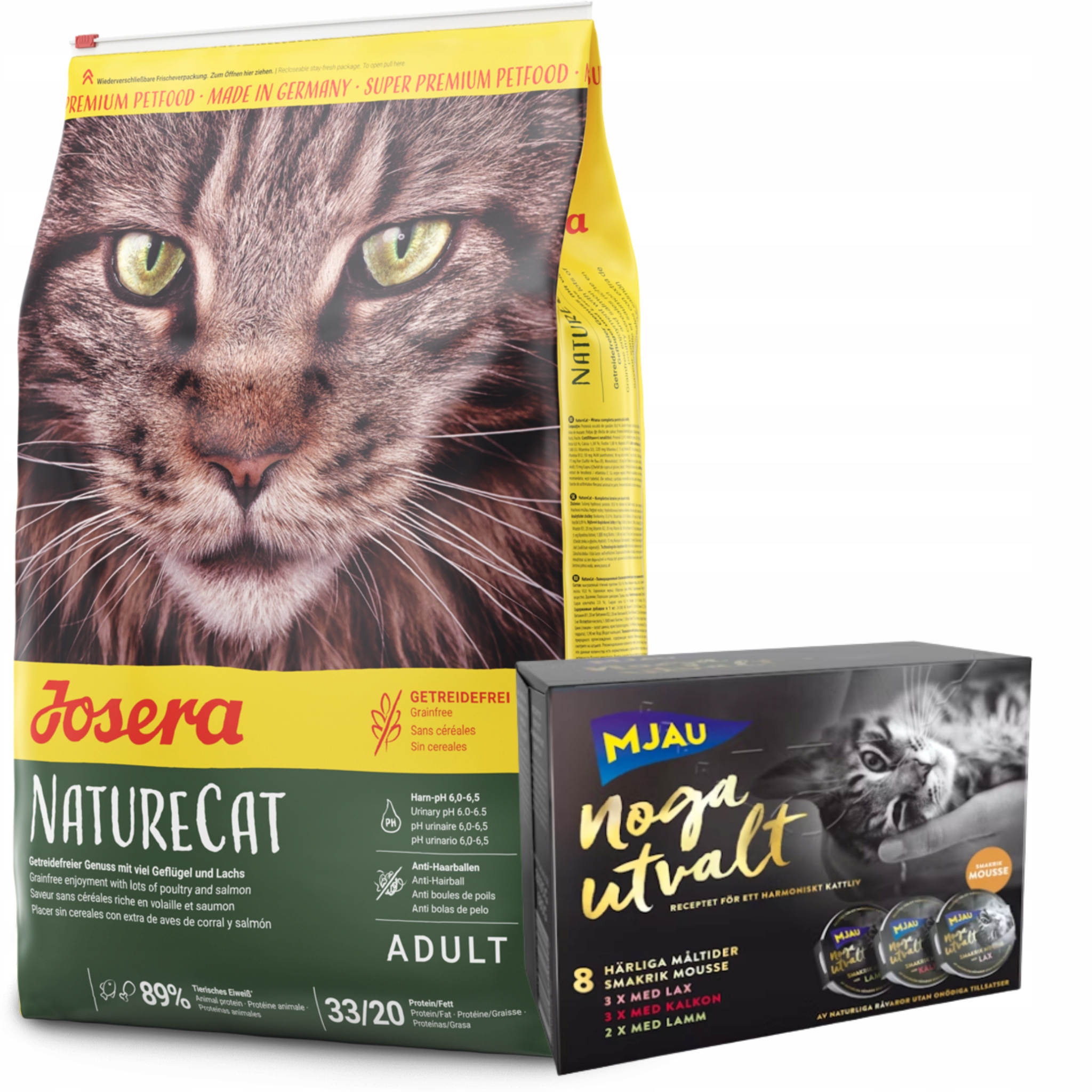 Josera NatureCat 10kg Zestaw 8 saszetek po 100g (4xTuńczyk,4xŁosoś)