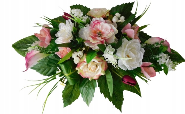 

Stroik na grób, peonia, biało- różowy