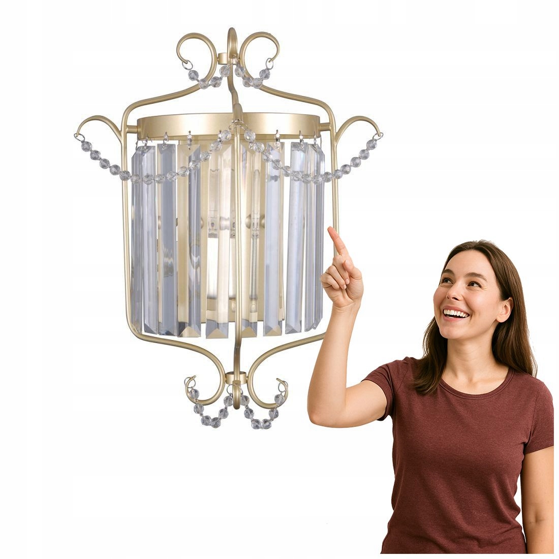 Glamour Nástěnná lampa Rinaldo, zlatá, šampaňská, Italux