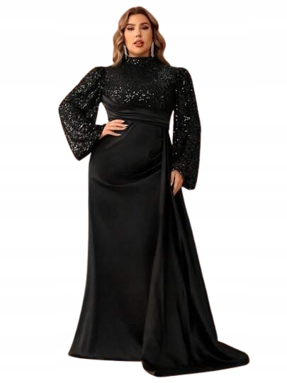 Shein Černé Šaty Plus Size S Flitry A Dlouhým Rukávem 3XL 1KG