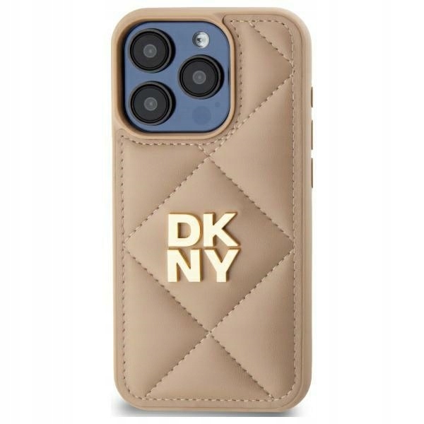 Etui Do Iphone 15 Plus 6.7" Dkny Quilted Stack Logo Beżowe Case Plecki