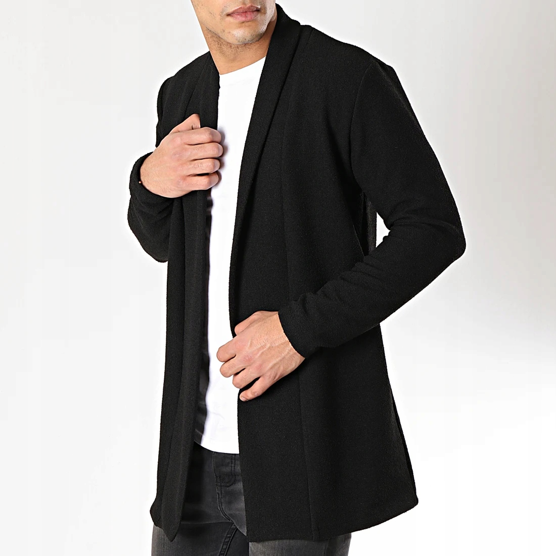 Přehoz Svetr Pánská Mikina Kardigan Lehký Prodloužený