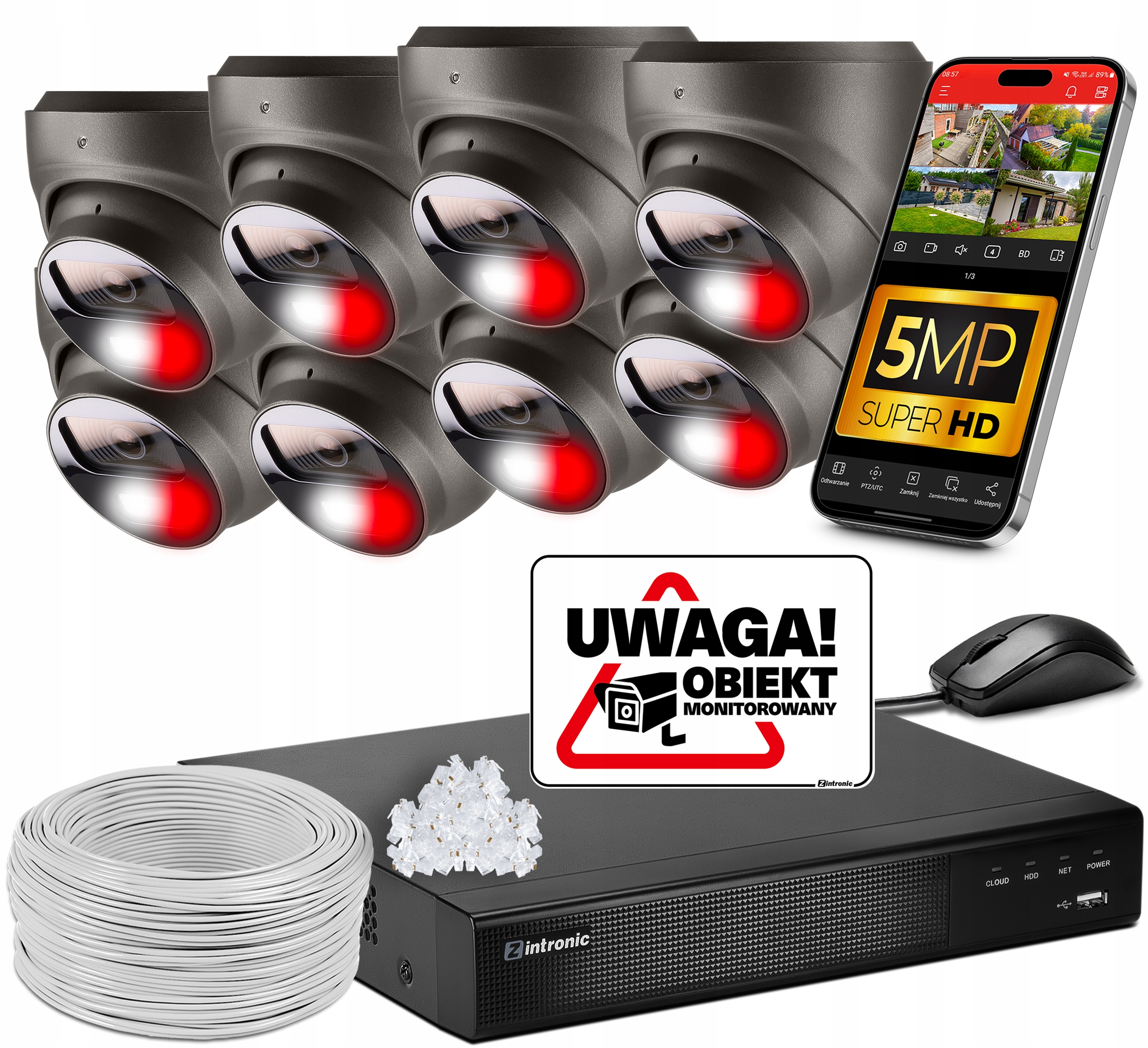 Sada monitorování Ip Poe 5MPx 8 kamer Audio Dual Light Detekce Bez Disku