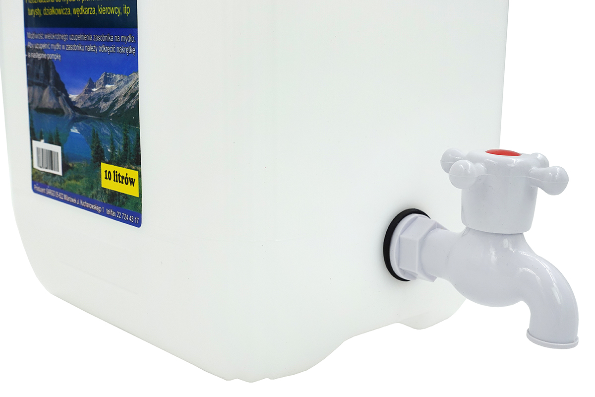 UMYWALKA PLENEROWA kanister POJEMNIK na wode 10L + KRANIK DOZOWNIK NA MYDŁO Marka inna
