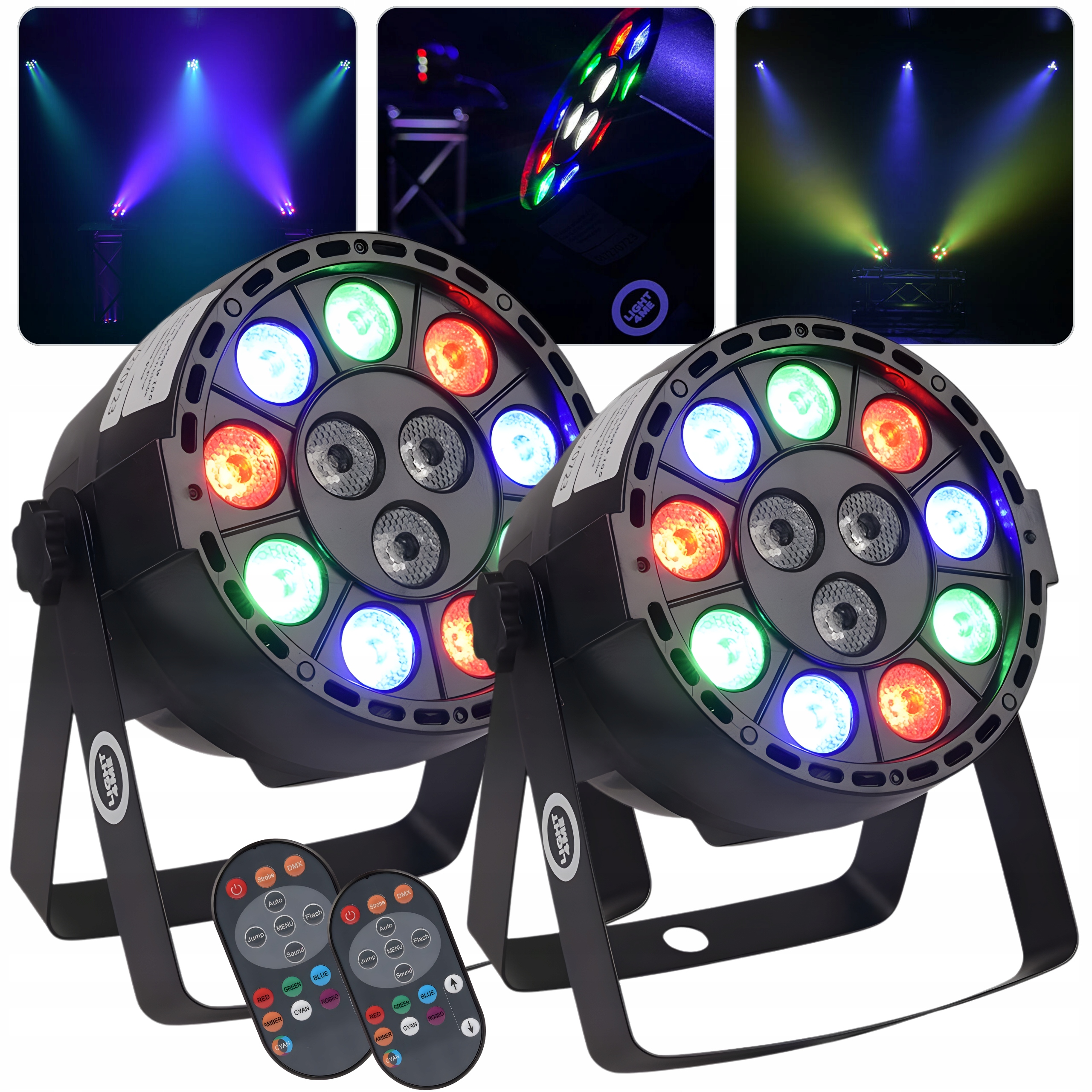 2x Reflektor Diskotékový Projektor Kolorofon Par Led Lampa Disco Rgbw+pilot