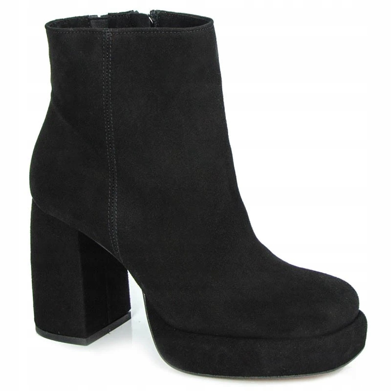 Szydłowski 2880 Kotníkové Boty Sloupek Kůže Semiš Černá 39