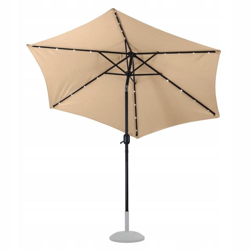 Alu slnečník so solárnym Led osvetlením 270 cm Triest, béžový