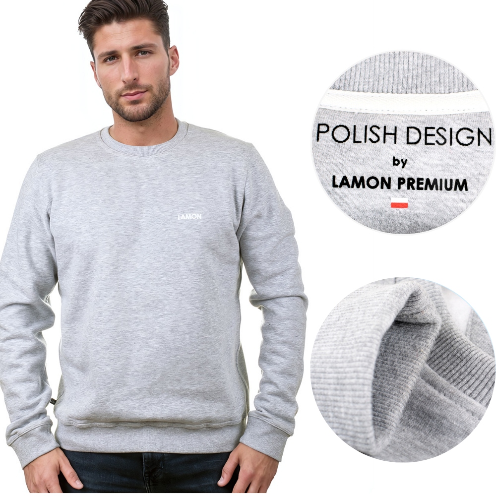 Šedá pánská mikina bez kapuce od polské M