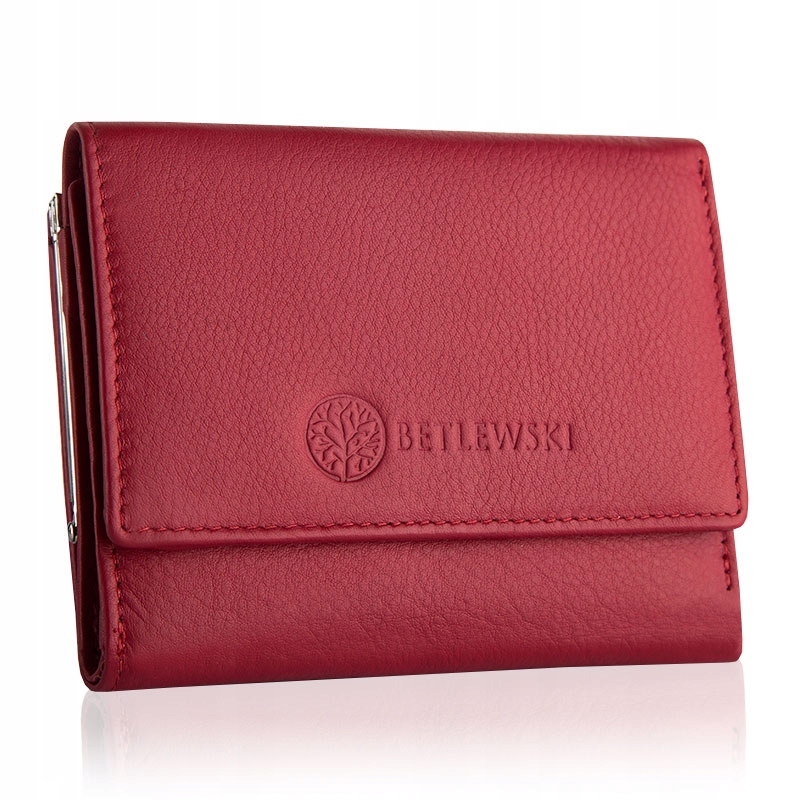 Betlewski czerwony portfel damski skórzany z Rfid