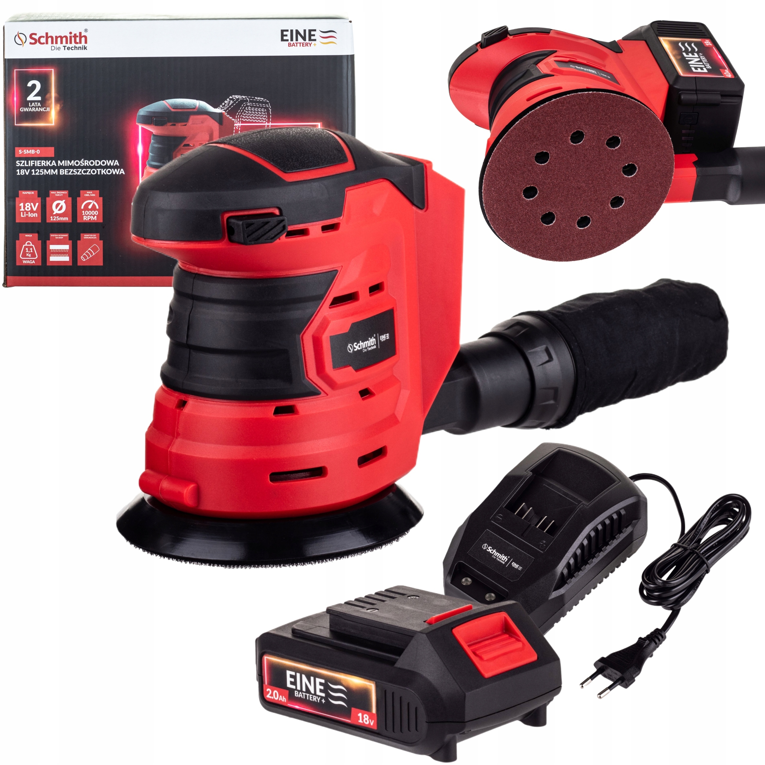 SCHMITH ЭКСЦЕНТРИКОВАЯ ШЛИФОВАЛЬНАЯ МАШИНА 18V 125MM +2AH