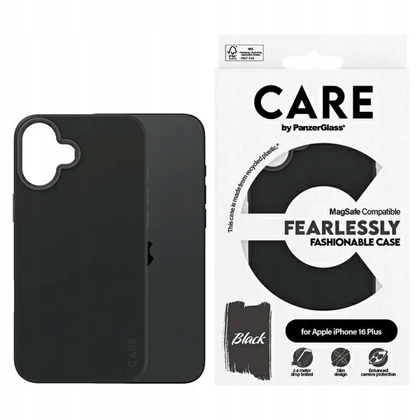 Pouzdro Care by PanzerGlass Fashion MagSafe pro Apple iPhone 16 Plus, černé